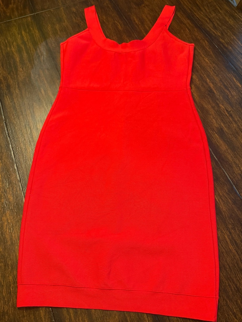 BCBGMaxazria Women’s Red Sleeveless Body Con Dress